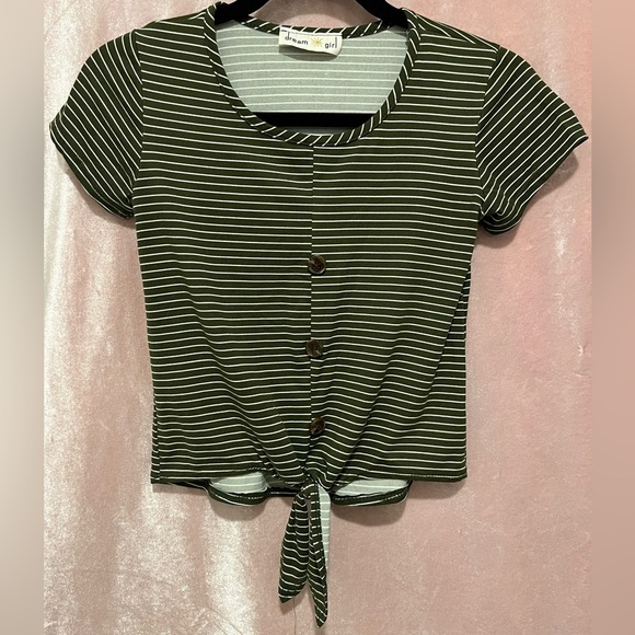 dream girl Tops - Stripped Soft Tie Up Tee